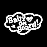 手書き風 baby on board カッティング ステッカー ホワイト 白