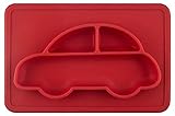 C-Princess ベビー食器 お食事マット ランチョンマット ランチプレート お皿 離乳食 幼児 赤ちゃんキッズ 子供用 シリコン製 吸盤付 滑り止め 車形 かわいい レッド