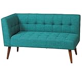 SINAPP 2人掛け カウチソファ L字コーナー 右アーム 右肘タイプ アンティーク ロータイプソファ SIK0545 エメラルドブルー