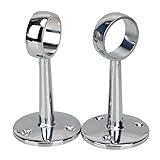 2個の亜鉛合金クローゼットロッドタオルバー25ミリメートルフランジブラケット服チューブソケット壁付きタイプ