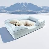 JEMAジェマ ペットクッション 犬ベッド ペットベッド ペットソファーベッド 夏用 ひんやり 冷感 冷感ベッド 暑さ対策 洗える ふわふわ 枕付き 犬寝床 防水 滑り止め 老犬介護 床ずれ 防止 通年使用 春夏 中型犬 大型犬 多頭飼い 70*58*17cm 菱形 グレー