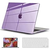 GVTECH MacBook Pro 14インチ クリスタルクリアケース 2025-2021 M5 A3434 M4 A3112 A3185 A3401 M3 A2918 M2 A2992 A2779 M1 A2442) プラスチックハードシェル&キーボードカバー&スクリーンプロテクター MacBook Pro 14 インチ対応, 透明パープル