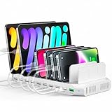 Alxum USB充電ステーション 60W 10ポート QC 3.0*1+USB A*9 急速充電 5-8台同時充電 PSE認証済 5V2.4A スマホ卓上収納 仕切り板調整可能 Android/iPhone/iPad/kindle/タブレット/スマホ/PSP対応 ホワイト-充電ケーブルは含まれていません