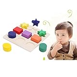 Merssavo 木製ジオメトリブロックパズルモンテッソーリ教育就学玩具子供キッズ