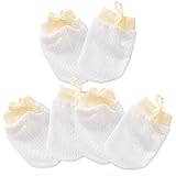 Kalevel ミトン 赤ちゃん 新生児 かきむしり ミトン 綿 ベビーミトン メッシュ 手袋 薄手 無地 出産祝い 赤ちゃん用品 新生児 プレゼント 0～6ヶ月 3ペア（イエロー）