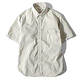 [Re-AP] リ.エーピー 日本製 ヘビーウェイト オックスフォードシャツ 半袖 ボタンダウンシャツ メンズ (ベージュ, XXL)