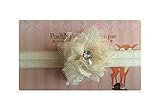 2 Mini Lace Blossom Pearl and Rhinestone Flower baby PoshNPretty headband - Ivory by PoshNPretty