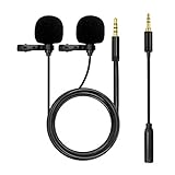 WALKEN クリップマイク ピンマイク ミニマイク 二人用可能 全指向性 コンデンサーマイク 取材録音 宅録 動画録音 外付けマイク 3.5mm 4極プラグ スマホ iPhone Android PC カメラ対応 150cm CT03