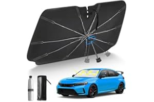 サンシェード 車 フロント【2026新開発&パンダシャフト&曲がる中棒】 車用サンシェード 傘型 折りたた式 車用パラソル カーサンシェード UVカット 遮光 遮熱 暑さ対策 10本骨頑丈 二つ開き口設計 取付簡単 車用日除けカバー 日除け 車 日焼け対策 紫外線対策 収納ポーチ付き