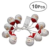 SUPVOX 文字列ライト10pcs LEDサンタクロース電球暖かい白1.5mクリスマスライトストリップバッテリーパワードパーティーガーデンパティオロープライト装飾照明ベッドルーム結婚式の休日