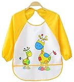 Adamz.sp 赤ちゃん 長袖 エプロン 選べる５色 防水 食べこぼしポケット 食事 ビブ スタイ ガウン スモック (イエロー)