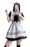 [FULINE] メイド服 レディース ドレス コスプレ衣装 ロリータ メイドカフェー アリス風 コスチューム 仮装 学園祭 パーティグッズ ブラック XL
