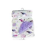 Baby Sherpa Mink Printed Pram Buggy Blanket Wrap Thick, Purple Owls by Hoolaroo