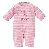 西松屋 EFD ボーダー長袖コンビドレス（HELLO MY BABY）【新生児50-60cm】 新生児 ピンク