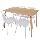 【アウトレット品】 ダイニングセット 選べるカラーバリエーション 15通り リプロダクト ポリプロピレン素材 4人掛け 幅120cm テーブル/ナチュラル チェア/ホワイト