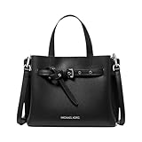 Michael Kors Emilia スモールペブルドレザーサッチェル, ブラック///ホワイト