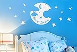 甘い夢ムーン星と雲壁ステッカーアートデカール – Large (高さ57 cm x横幅105 cm Shiny Sliver