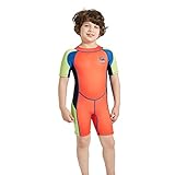 Nataly Osmann キッズ ウェットスーツ 2.5MM 防寒保温連体長袖と短袖フルスーツ 男の子用ダイビングスーツ 日焼け止めの水着