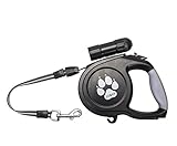 SOMAN ペット用 犬用伸縮リード 荷重60?まで 自動巻き 長さ8M 中・大型犬用 明るい9LED 懐中電灯付き(ブラック)