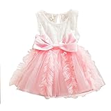 Ochine　子供ドレス 女の子ドレス ガールズワンピース 綿＋チュール生地　入園式　発表会 演奏会　結婚式　パーティーに 春夏 可愛い 子供用 ノースリーブ ドレス