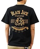 [ジーンズバグ] BLACK JACK ブラックジャック オリジナル プリント 半袖 Tシャツ メンズ レディース ブランド ST-BJ Ｌ クロ×ヤマブキ（21）