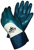 MCR Safety 9785L Predalite Nitrile Rubber Palm Coated Gloves with PVC Safety Cuffs Smooth Blue/White