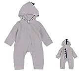 Fairy Baby ベビー着ぐるみ 寝相アート ロンパース パジャマ 記念写真 撮影用 恐竜 動物仮装服 size 80 (グレー)