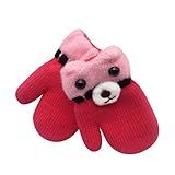 Tonsee キッズ 手袋 子供用 可愛い ニットグローブ 保温 防寒 女の子 男の子 赤ちゃん ミトン 冬用 通学 お出かけ用 (ホットピンク)