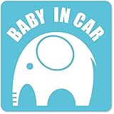 imoninn BABY in car ステッカー　【マグネットタイプ】　No.01　ゾウさん　（水色）