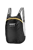 ROMIX BACKPACK アウトドア リュックサック ナイロン製 超軽量リュック 折り畳み式 防水バッグ ポケッタブル 男女兼用 メンズ レディース バッグ (黒)