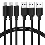 SABRENT 「3本セット」 22AWGプレミアム 1.8m USBケーブル、USB Type-A 3.0 から USB Type-C ケーブル、同期と充電「ブラック」（CB-C3X6）