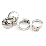 16-25mm Range Adjustable Stainless Steel Hose Clip Pipe Clamp 5 Pcs