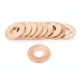 uxcell　フラット　銅　クラッシュワッシャー　密封リング　ガスケット 10個入り　8mmx18mmx1.5mm