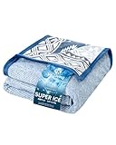 VK Living タオルケット 接触冷感 夏用 シングル リバーシブル 【SUPER ICE】 冷感＆タオル地 140×190cm ひんやり 24時間持続制菌消臭 除湿速乾 軽量 丸洗いOK たおるけっと 冷感ケット クールケット ノルディックネイビー VKJ013-SH-BOBL1