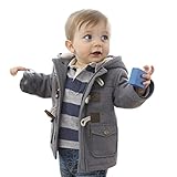 MyMei　かわいい　無地　ダッフルコート　子供　キッズ　ベビー服　綿服　アウター　ジャケット　フード付き　フォーマル　秋冬　防寒　 (100CM, グレー)