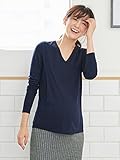 Angeliebe エンジェリーベ マタニティ 授乳口付き 綿混 やわらか フライス Vネック Tシャツ 妊婦服 産前 産後 長袖 S ～ M ネイビー 22072 22072301