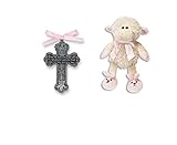 Pretty BABY GIRL Keepsake Gift Set - CRIB CROSS Medal & Plush LAMB Pink BAPTISM by CA/KL