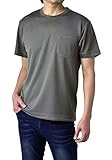 [FLAG ON CREW] (フラグオンクルー) 半袖 無地Tシャツ メンズ 吸汗速乾 胸ポケット クルーネック tシャツ / A5V / M チャコール・CHARCOAL