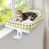 GUUSII HOME 猫ハンモック ねこベッド 掛け式猫ハンモック ねこハンモック 猫ベッド 窓際用 窓掛け式 ベッド 棚掛け ねこ はんもっく ねこソファ 猫窓パーチ 猫窓ハンモック 屋内用 頑丈 調節可能 耐久性 安定 猫用ベッド 省スペース 洗濯可能 大型猫 適用 (グリーン, L)