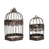 鳥かご とりかご 鳥籠 オブジェ インテリア 置物 置き物 mu-ra トリカゴオブジェシリーズ (アンティーク, S＆Mスクエア2個セット)