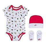 NIKE ナイキ 0-6months ホワイトxピンクいたずら書きスニーカー 半袖ボディースーツ超豪華3点セット （60-70cm） [並行輸入品]