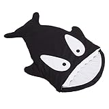 シュラフ　ベビー　おくるみ　サメの形　寝袋　ブランケット　暖かい 赤ちゃん対応　柔らかい肌触り (黒)