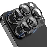 OAproda iPhone 16Pro/16ProMax/15Pro/15ProMax/14Pro 用 カメラ保護 フィルム 【アルミ合金+強化ガラス】 9H 耐衝撃 カメラカバー 黒縁 露出オーバー防止 曇りなし 粘着性強い 貼りやすい 2枚セット（ブラック）