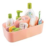 mDesign Baby Nursery Tote Caddy, for Wipes, Binkies, Medicine, Lotion - Medium, Coral [並行輸入品]