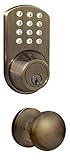 MiLocks TFK-02AQ Digital Deadbolt Door Lock and Passage Lever Handle Combo with Keyless Entry via Ke