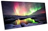Northern Lights Astronomyボックスフレームキャンバス壁アートパノラマ印刷画像 120cm wide x 60cm high