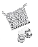 Mamas&Papas(ママス&パパス) グレーストライプ ハット&ミトン 100% コットン 【正規代理店取扱商品】
