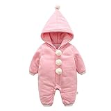 Hzjundasi 赤ちゃん 女の子 可愛い ベビー服 ロンパース コットン フード付き 保暖 防寒 ジャンプスーツ 長袖 クリスマス 子供服 出産祝い 男女兼用 幼児 秋冬 クリスマス アウターウェ