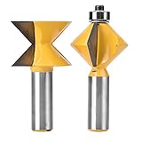 2本の1/2 \"シャンクレイル＆スタイルルータビット90度フライスカッター木工カッターフレームドアルータビットツール