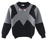 (コ-ランド) Co-land キッズ ニットセーター ベビー服 男の子 丸首 長袖 配色 蝶ネクタイ飾り 子供服 こども 男児プルオーバー 秋冬トップス ボーイズ フォーマル グレー 120